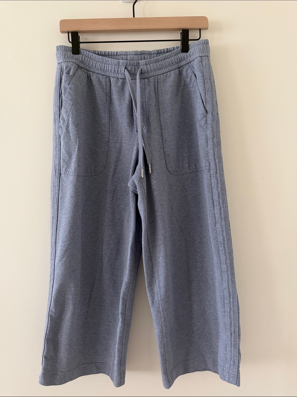 Athleta Farallon Blue Heathered Mid Rise Wide Leg Crop Size 8 - Picture 3 of 7